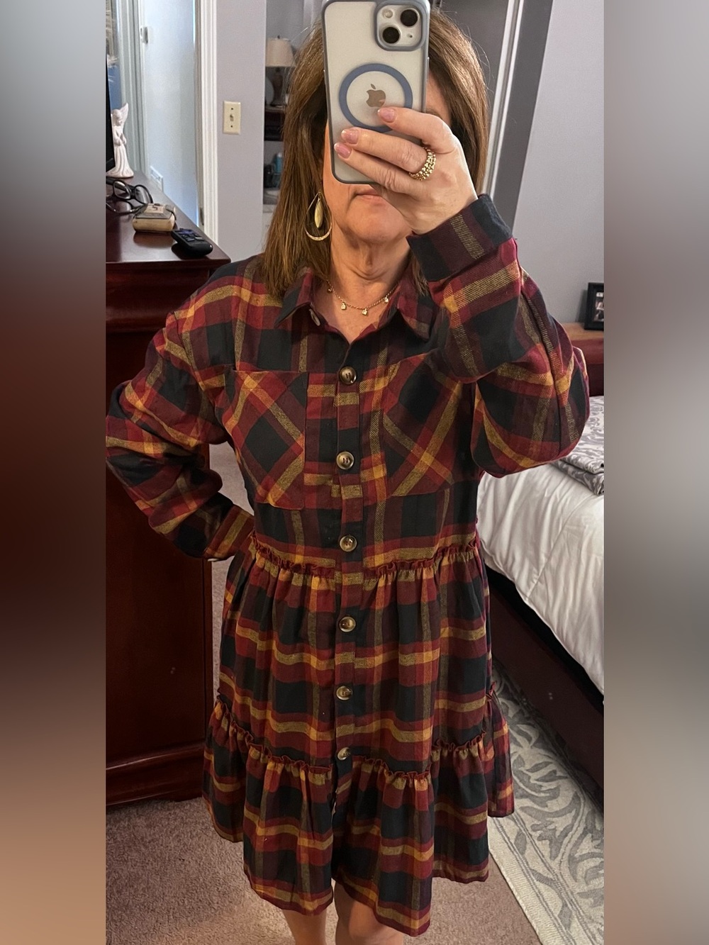 The Mint Julep Boutique plaid tiered dress — Size XL